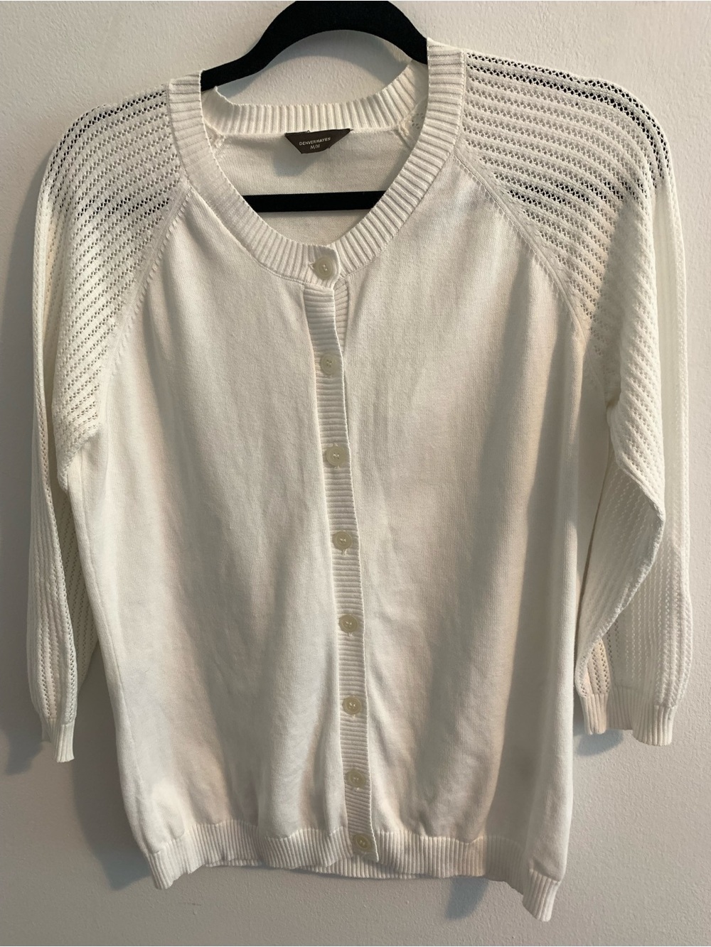 Women's White Button-Front Knit Cardigan